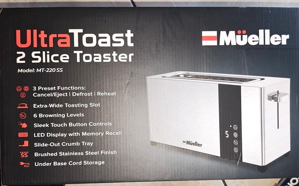 Mueller UltraToast 2-Slice Stainless Steel Toaster – Extra-Wide Slots – NIB